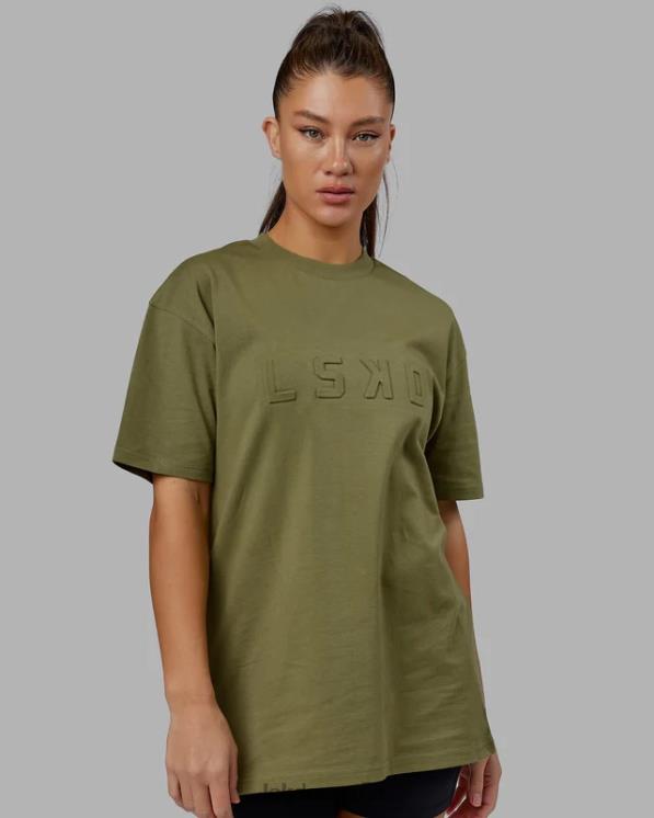 LSKD unisexo camiseta pesada estampada de gran tamaño - moss stone 8T6NZ219 vestir