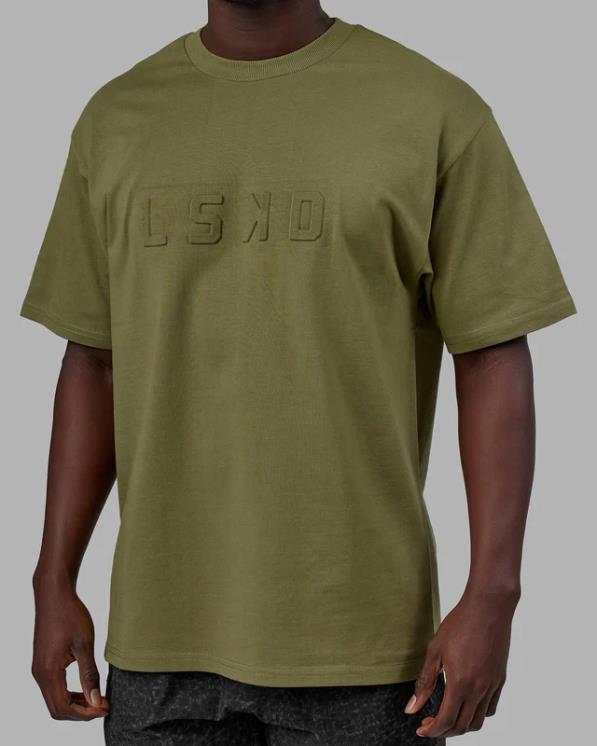 LSKD unisexo camiseta pesada estampada de gran tamaño - moss stone 8T6NZ219 vestir