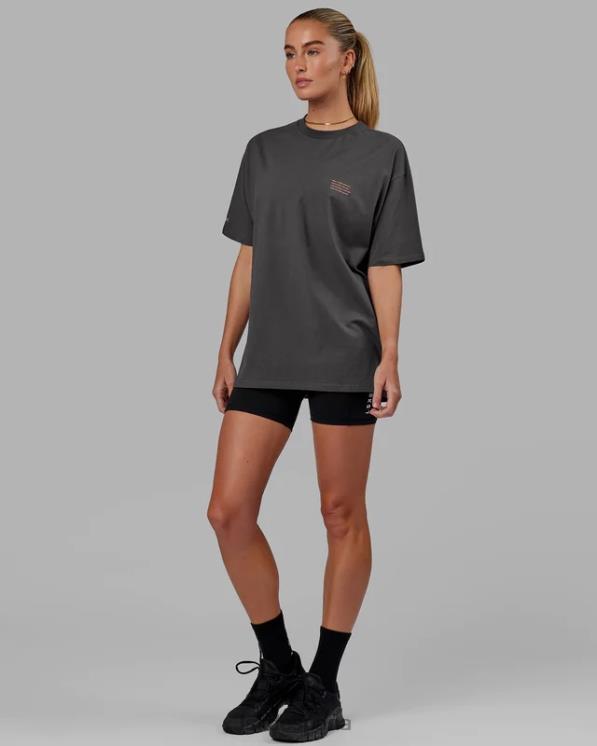 LSKD unisexo esforzarse flxcotton camiseta de gran tamaño - asfalto-mandarina 8T6NZ259 vestir