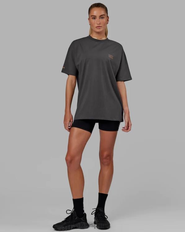 LSKD unisexo esforzarse flxcotton camiseta de gran tamaño - asfalto-mandarina 8T6NZ259 vestir