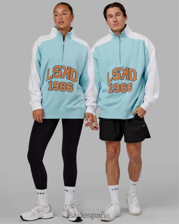 LSKD unisexo Alumni suéter oversize con cremallera de 1/4 - azul cristal-piel de naranja 8T6NZ441 vestir