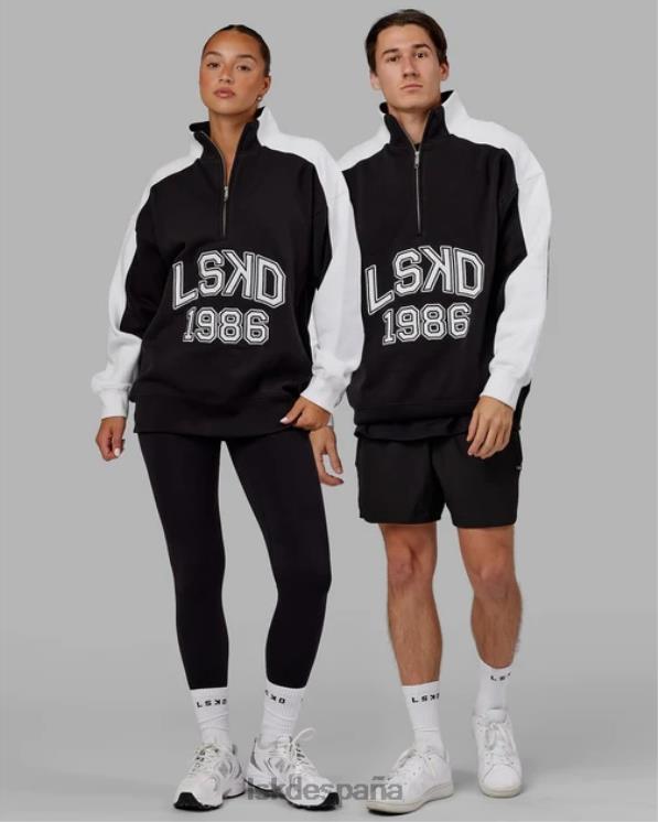 LSKD unisexo Alumni suéter oversize con cremallera de 1/4 - negro-blanco 8T6NZ448 vestir